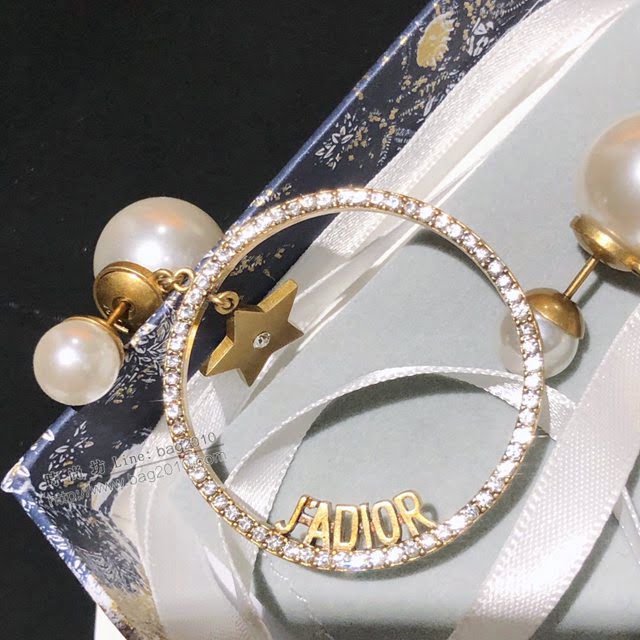 Dior飾品 迪奧春夏新款復古珍珠五角星耳環 字母耳釘  zgd1120